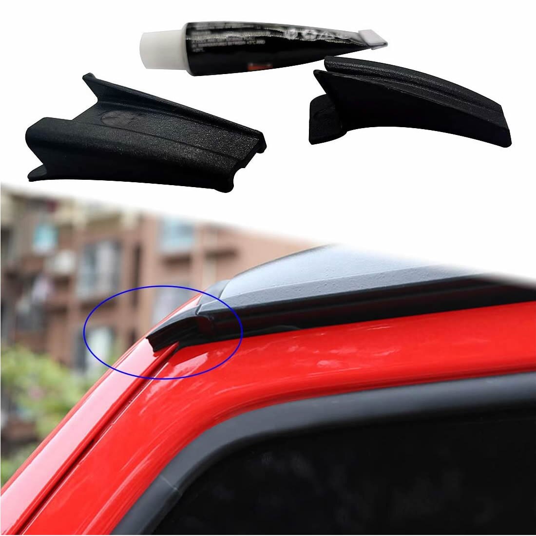 Roof Rain Water Gutter Extension Block Deflectors Diversion Flume Guiding Device for Wrangler JL JLU JT (2 PCS)