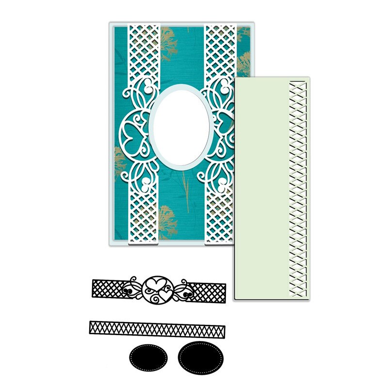 Eastshape matrices de découpe en métal à cadre ovale, bordure rectangulaire, matrices de découpe en Scrapbooking pour la fabrication de cartes de coupes en gaufrage, bricolage, métier