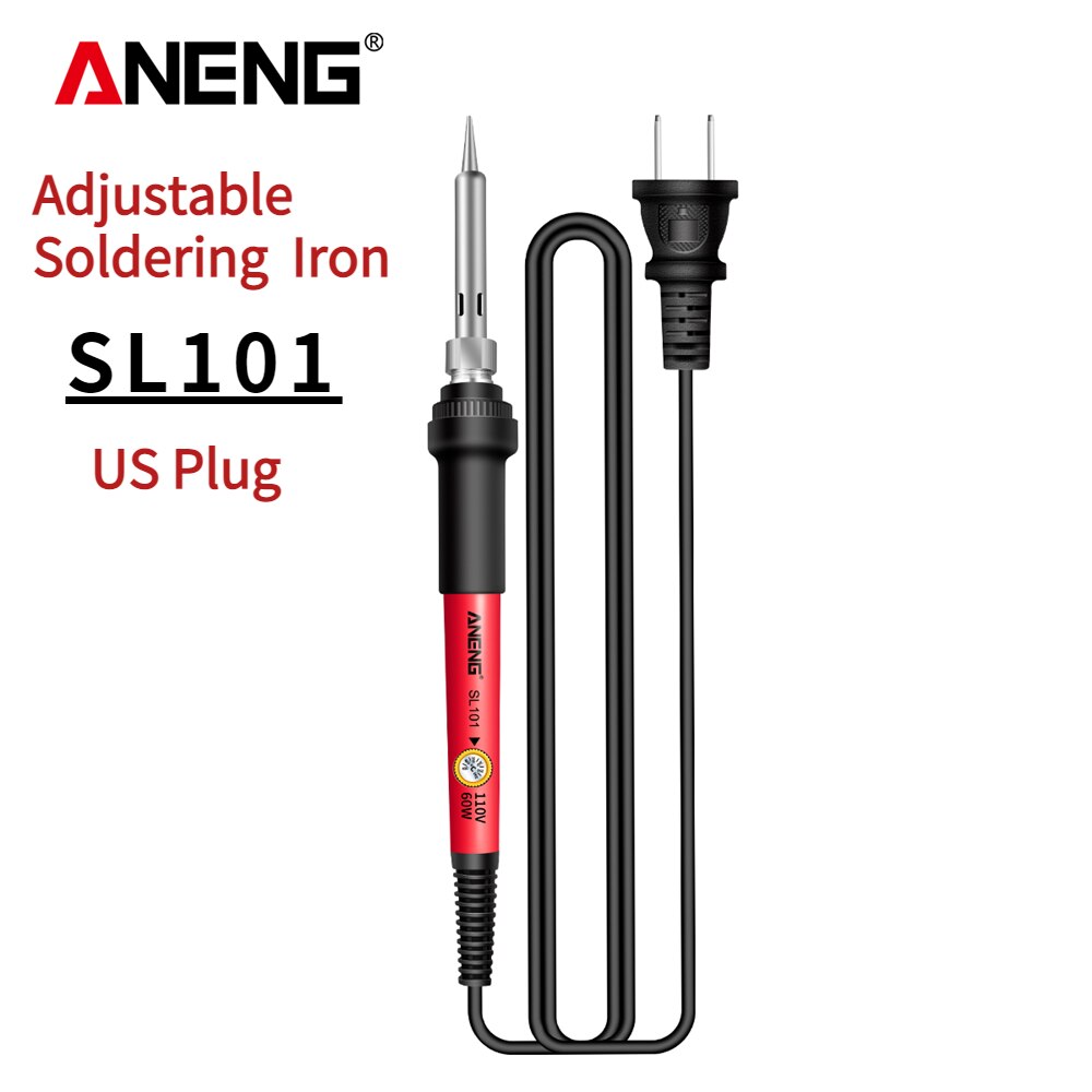ANENG SL102 60W Digital Electric Soldering Iron kit Adjustable Temperature welding Tools Stand fer a souder solder tip solda: SL101 US plug