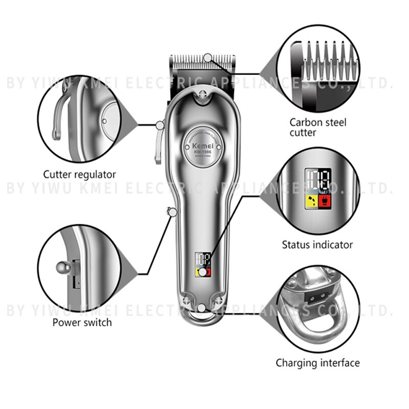 Alle Metalen Professionele Tondeuse Cord Draadloze Tondeuse Man Elektrische Haar Snijmachine Oplaadbare Kapsel Barbershop