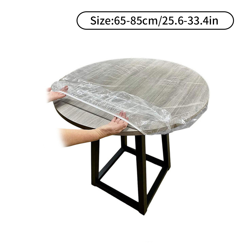 PVC Round Waterproof Table Cover Cloth Vinyl Fitted Protector Tablecloth Transparent Table Cover With Elastic Edged Cover