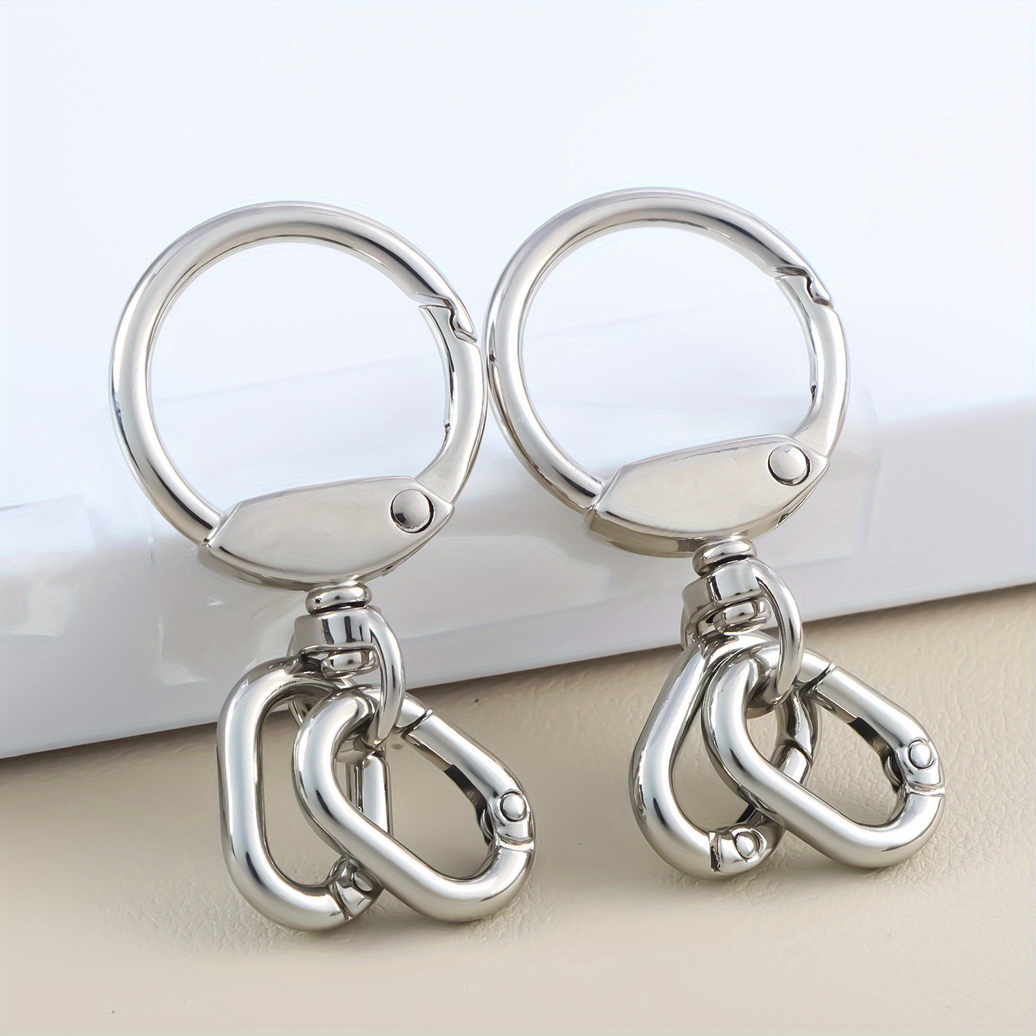 2pcs Keychain Hook with Key Ring Keychain Clip Hook with Spring Ring for Lanyard Making DIY Crafts Keychains: Silver
