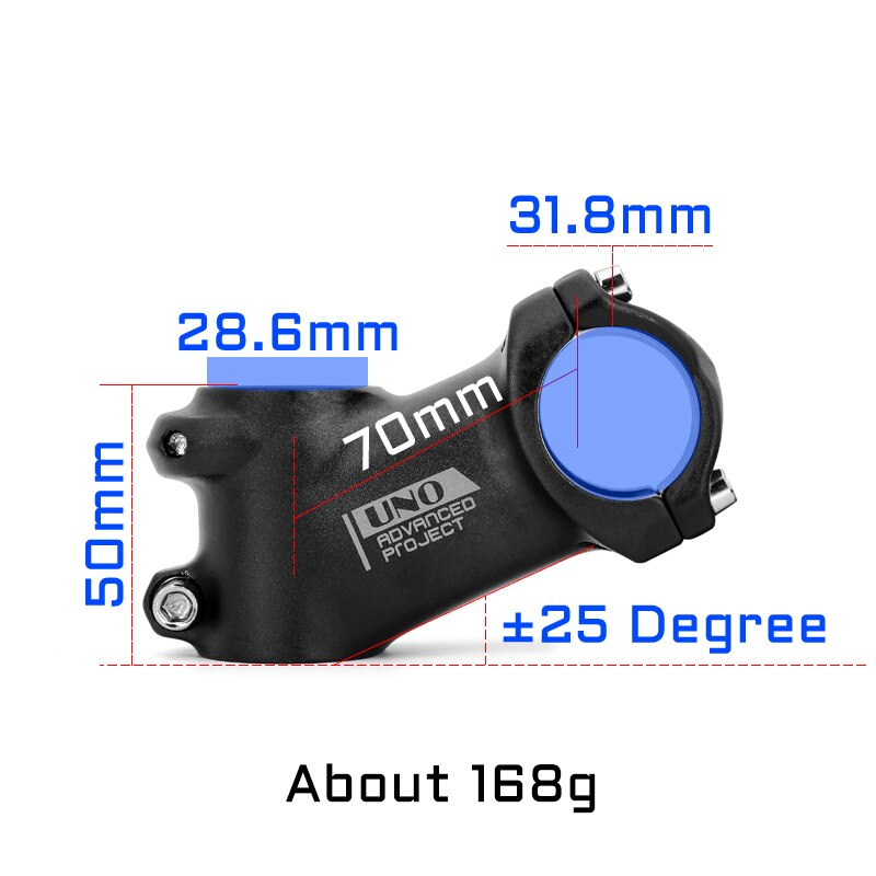 UNO 25 stopni Droga mostek rowerowy kierownica mtb trzon wspornik rowerowy Handlear pion stop 31.8mm 70/80/90/100/110mm części robić roweru górskiego: 31.8x70mm 25 stem