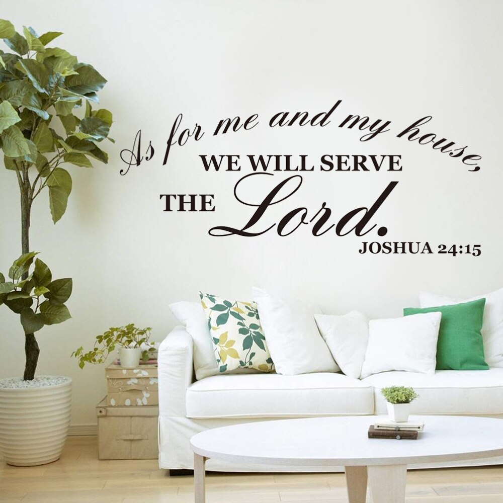 1PC Peel and Stick Removable DIY Non-toxic Bible Verse Vinyl As For Me and My House We will Serve the Lord Wallpaper: Default Title
