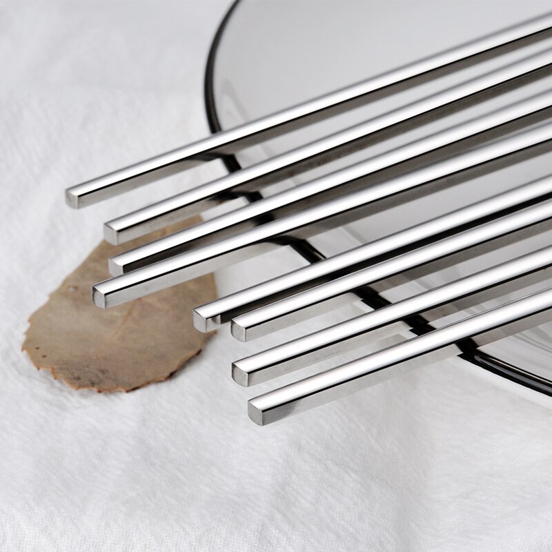 Ironx koreanska ätpinnar metall ätpinnar av rostfritt stål resatalbe platt soild porslin porslin 5/10 par