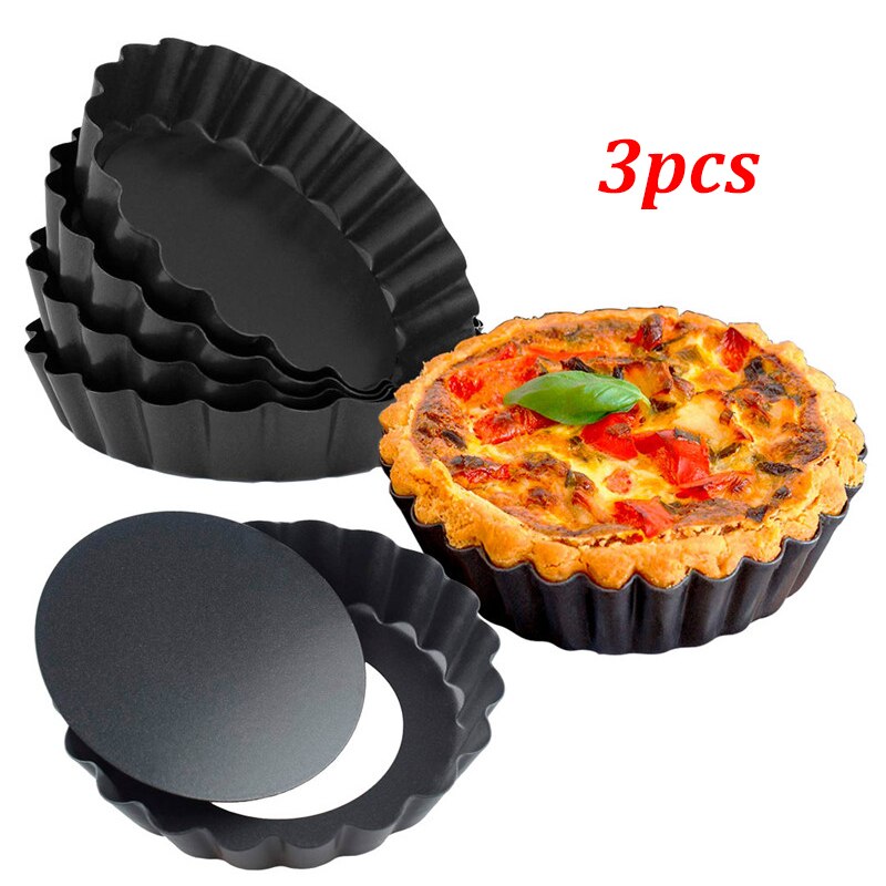 Steel Baking Tools For Cakes 10cm Mini Pie Muffin Cupcake Pans Non-Stick Quiche Flan Pan Molds Pie Pizza Cake Mold 4Inch Round: 3pcs 10cm
