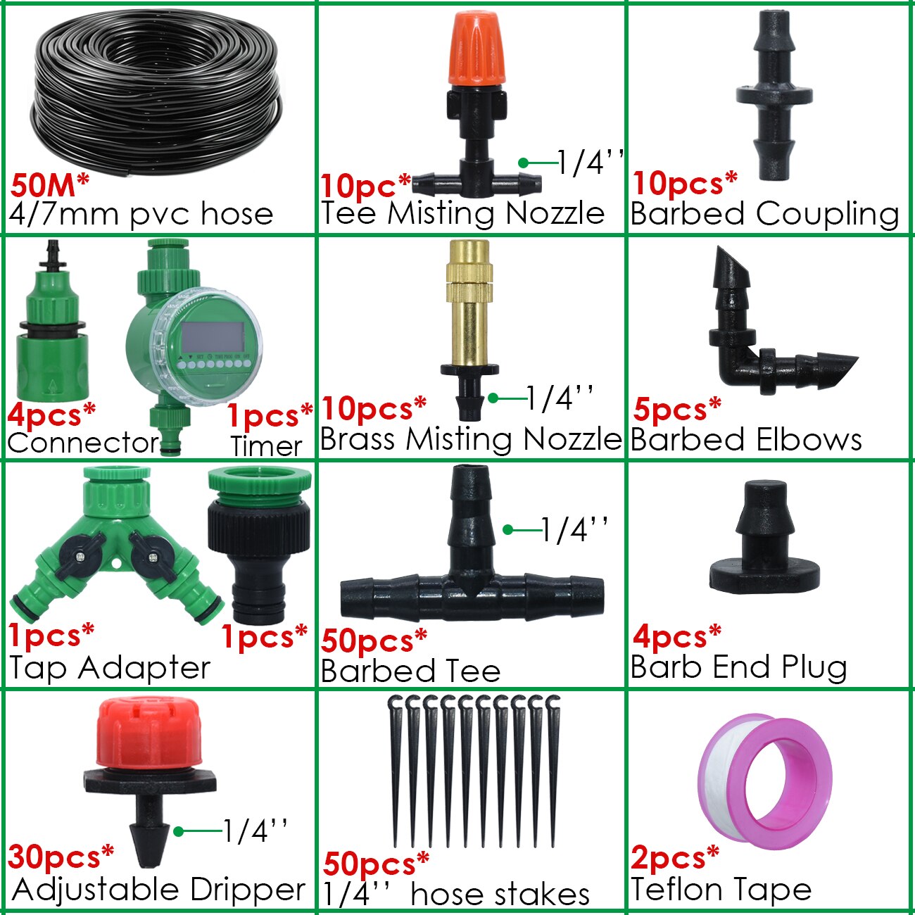 KESLA-sistema de riego automático para jardín, controlador de temporizador, microgoteo, sistema de enfriamiento por pulverización, 5M-50M: Verde claro