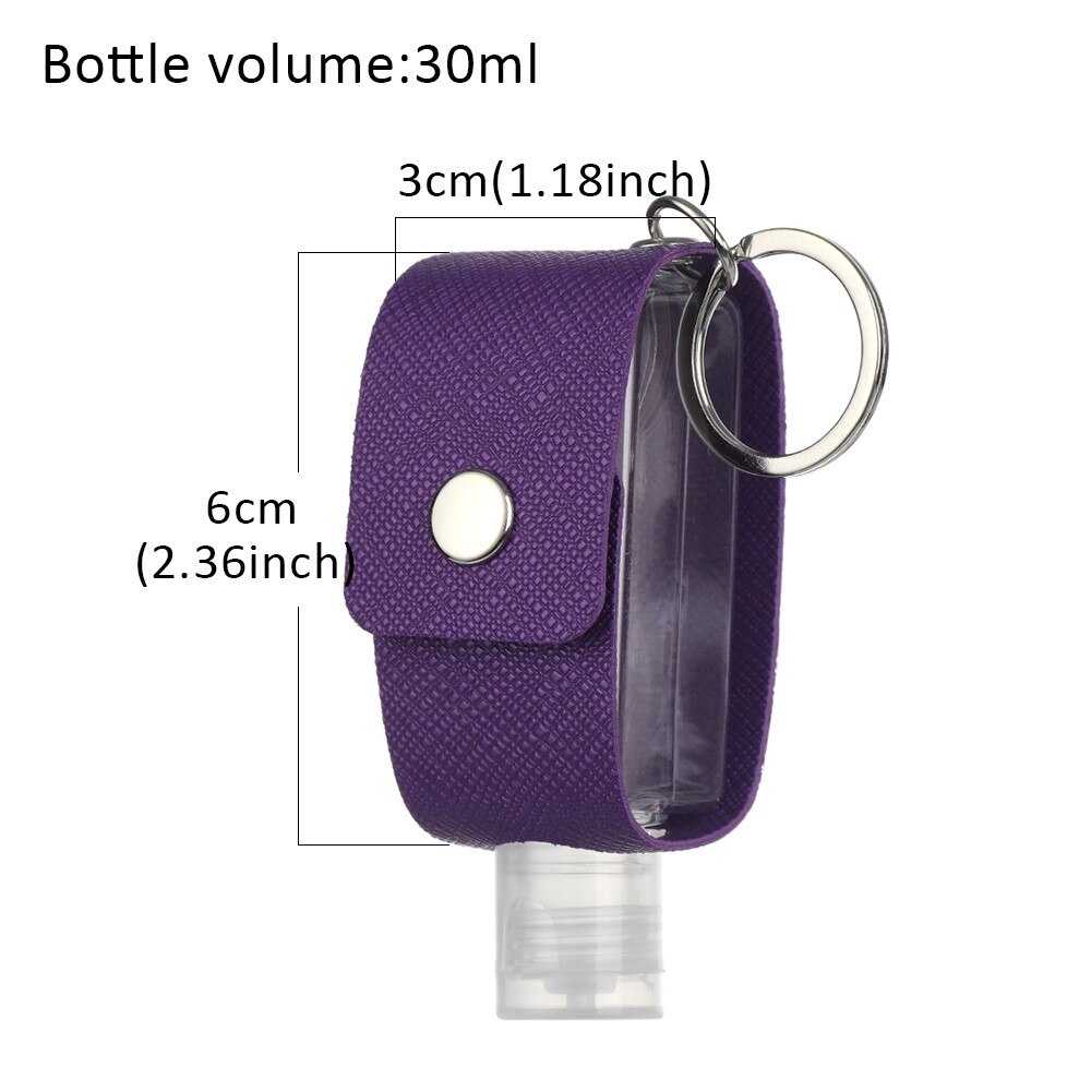 Mini bouteille Portable de désinfectant pour les mains, Gel hydroalcoolique, étui en cuir, porte-clé, 30ml