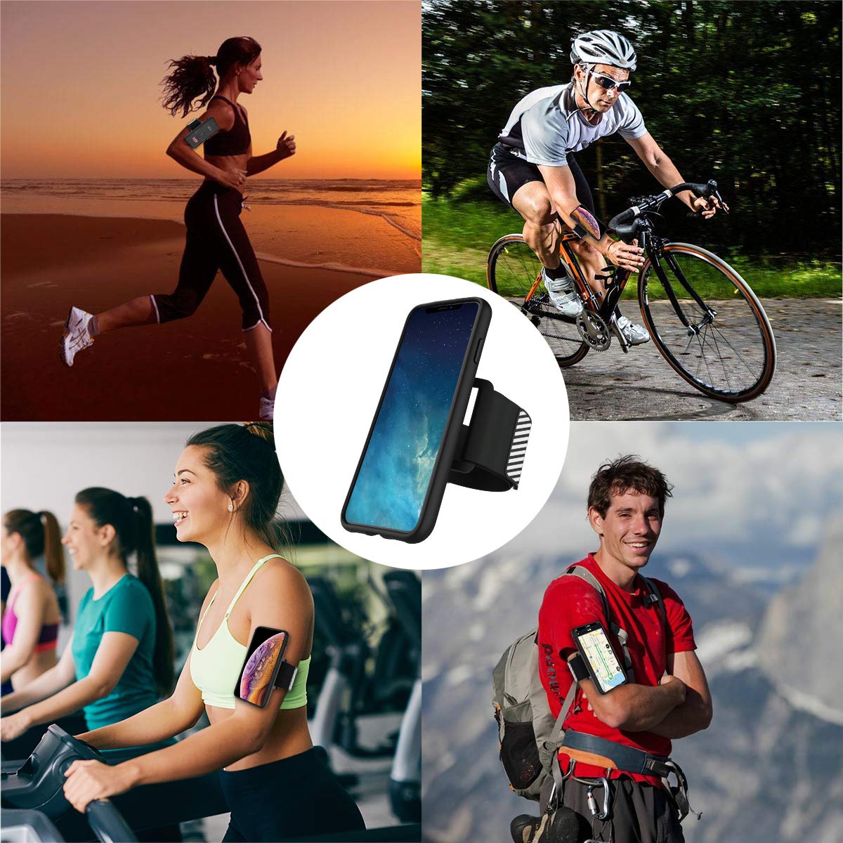 Stødsikker taske med sport løbearmbånd til iphone xs max xs  xr 8 7 til samsung  s10 s10+ s10e quick release spænde aftagelig