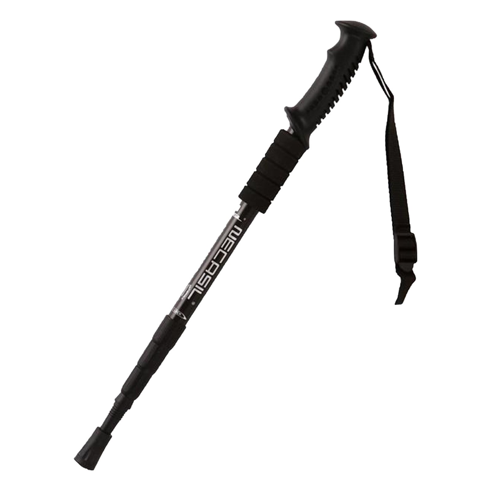 Folding Trekking Pole Aluminum Alloy Straight Handle Trekking Pole Telescopic Shock Absorption Outdoor Running Walking Stick @40: Black 