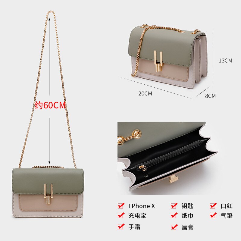 Mode Schouder Slingerde Modeketen Zak Kleine Vierkante Tas Vrouwen Handtassen en Portemonnees