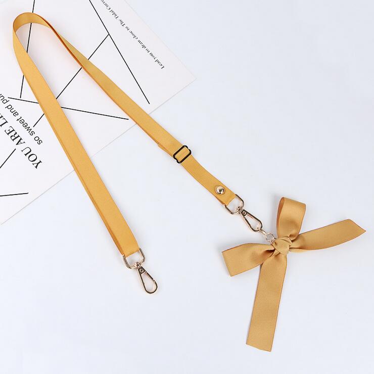 Universele Effen Kleur Schouderband Diagonaal Strap Lanyard Boog Eenvoudige Tas Verstelbare Mobiele Shell Lange Opknoping Vrouwen: Yellow / Gold