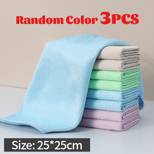 3Pcs/set Cleaning Cloth Kitchen Tools Towel For Window Glass Home Cleaning Tool Floor Rags Bowl Dish Ceramic Tile Wipe Duster: B-3PCS