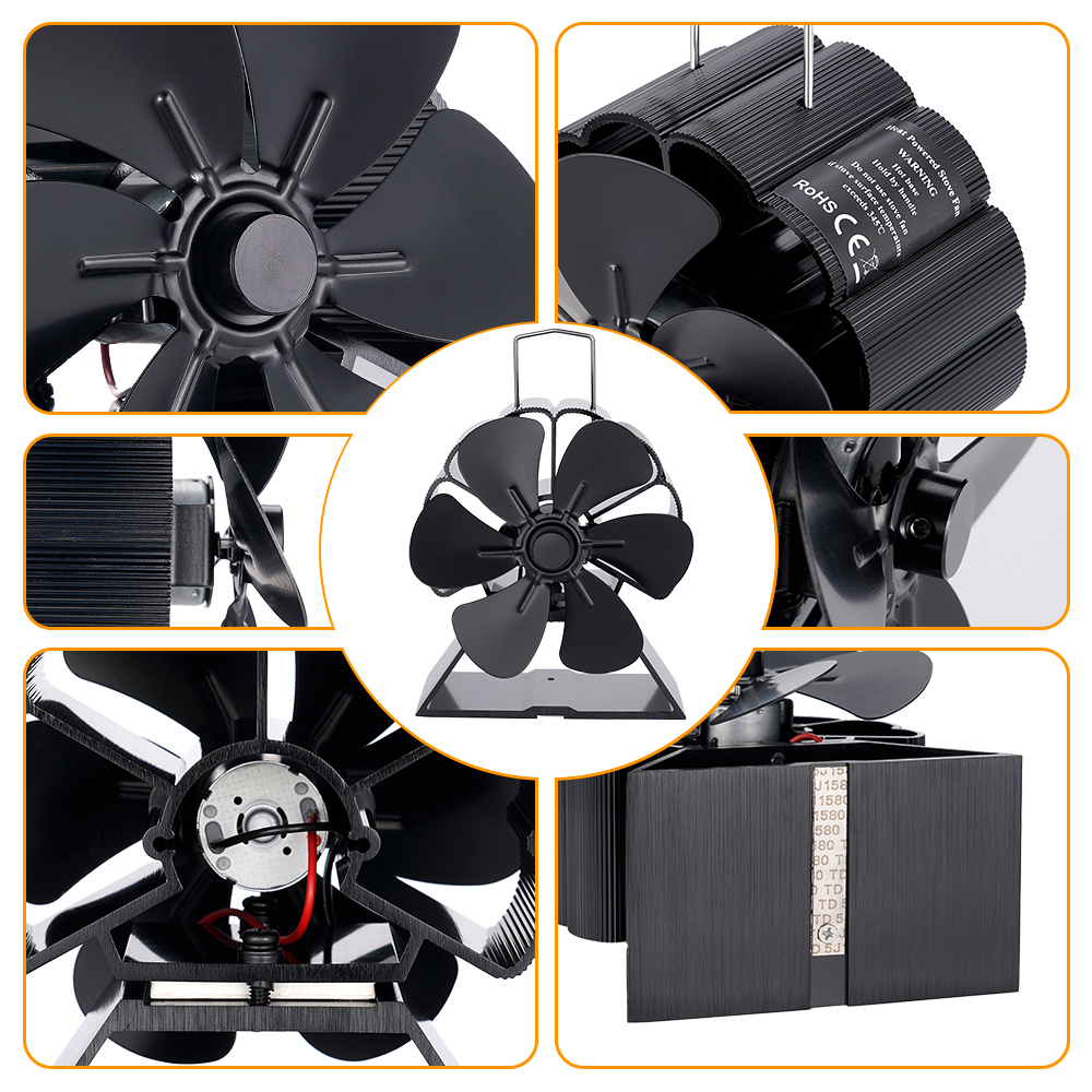 Mini Stove Fan 6 Blade Heat Powered Fireplace Fan Log Wood Burner Eco-fan Quiet Fireplace Fan Home Winter Warm Heat Distribution