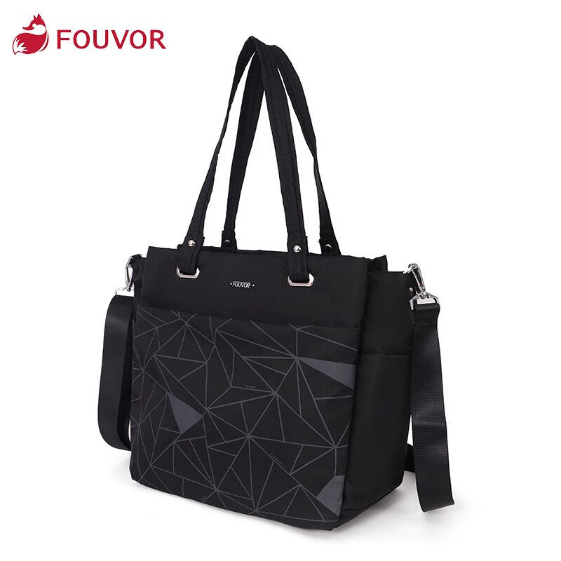 Fouvor Große-kapazität tasche frauen multi-tasche schulter tasche neue handtasche Oxford tuch handtasche leinwand umhängetasche 2915-13: schwarz