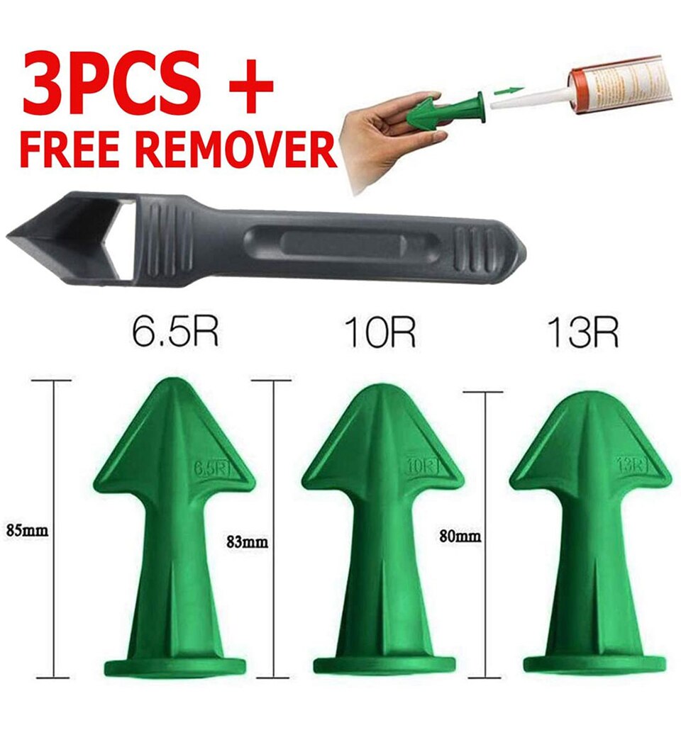 Caulk Finishing Tool Kit Glue Nozzle Scraper Caulking Grouting Sealant Finishing Clean Remover Tool 3pcs Caulk Nozzle & Scraper