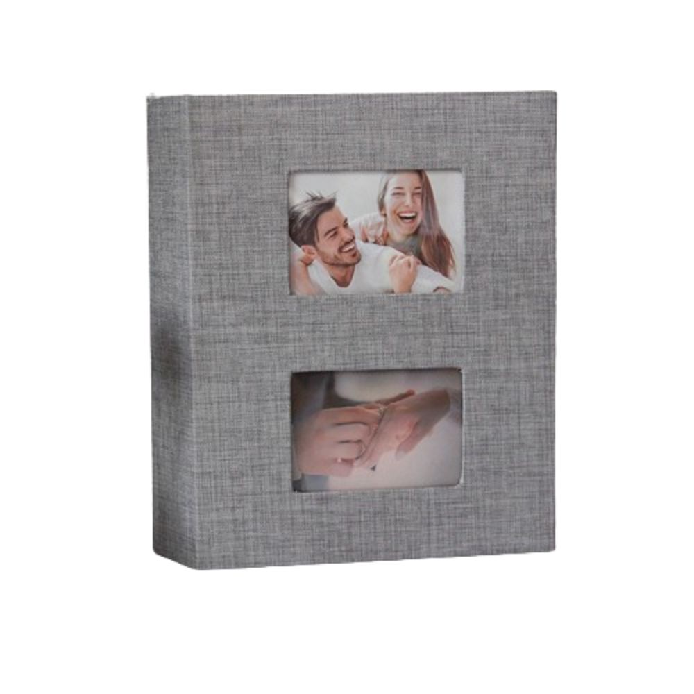 200Pcs Linen Cover Photo Album Interleaf Type Photo Storage Picture Albums Book Writable 6-inch Large Scrapbook Album: Dark Grey