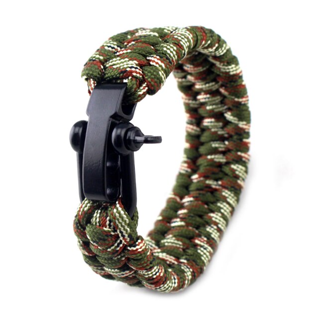 Polsband Wrap Heren Paracord Survival Armband Met Roestvrij Staal D-sluiting-Verstelbare Size Fits Polsen Bileklik Bilezik: F