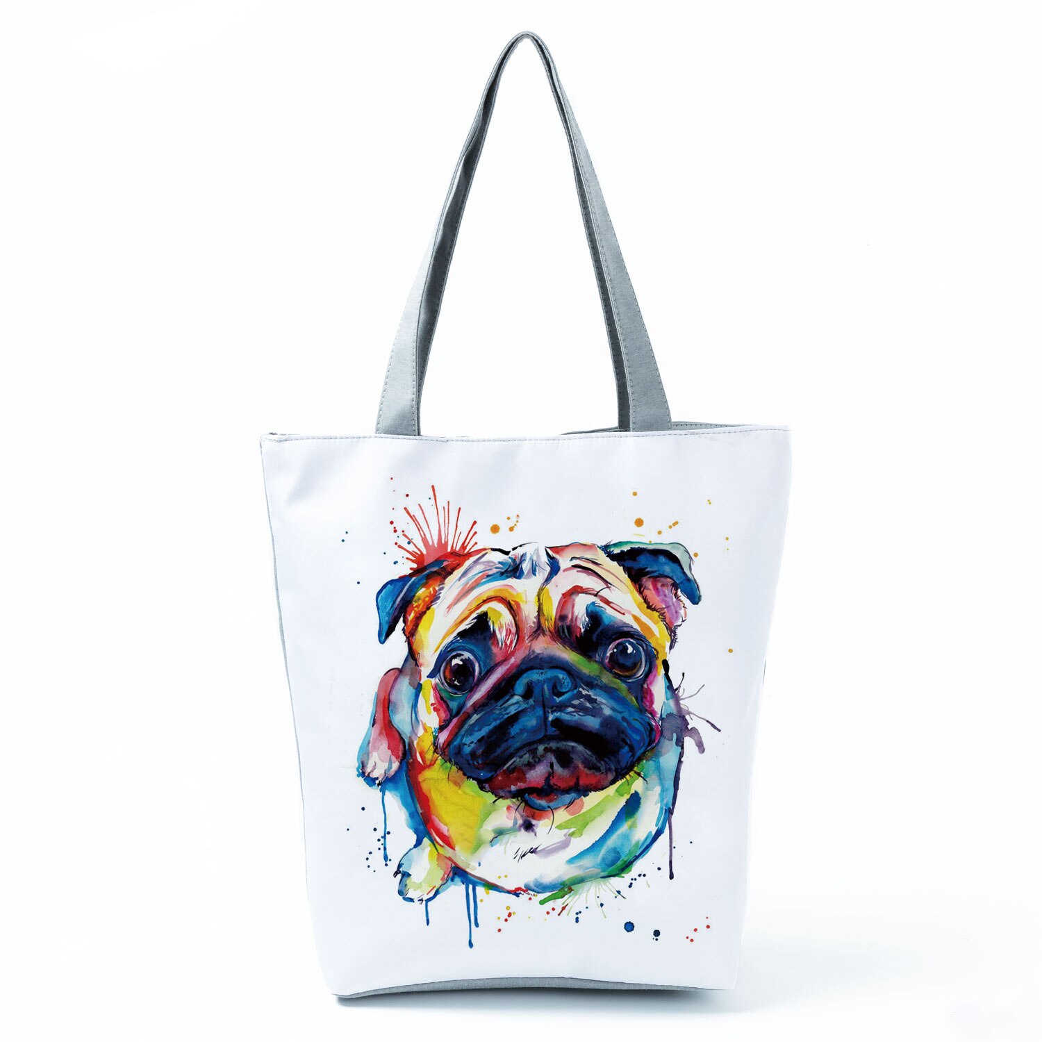 Mops z nadrukiem z psem torby na zakupy wielokrotnego użytku Animal Graphic praktyczne ekologiczne składane torebki przenośne pojemniki do przechowywania na zewnątrz dla kobiet: hl4445 Dog Handbag