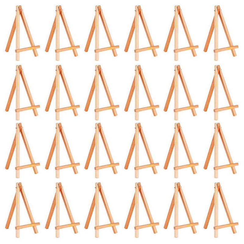 24 Pack Mini Wood Display Easel Wood Easels Set for Paintings Craft Small Acrylics Oil Projects