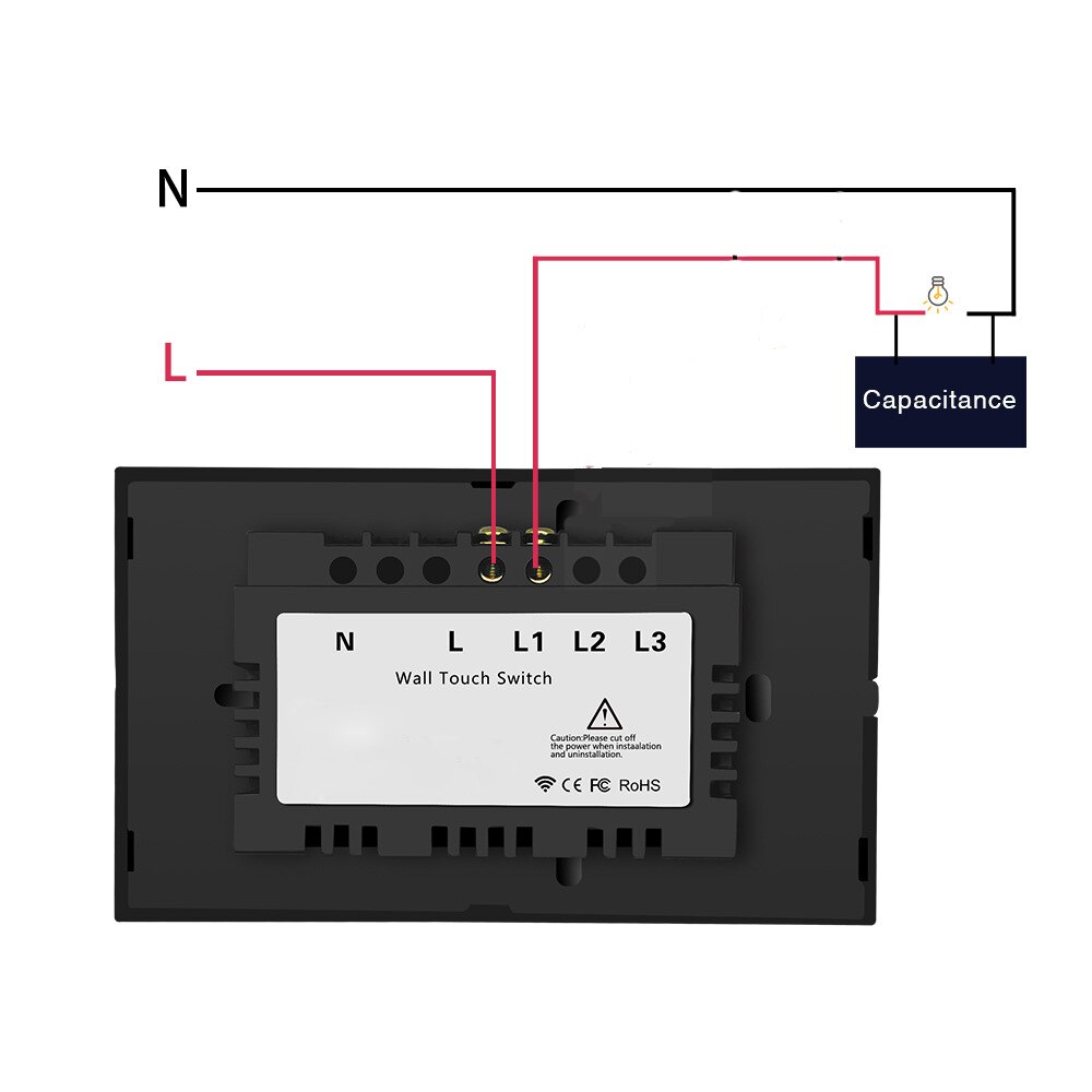 RF433 Wall Light Touch Switch 1gang Switch Support RF 433 433Mhz Remote Control No neutral wire 110V-240V US standard