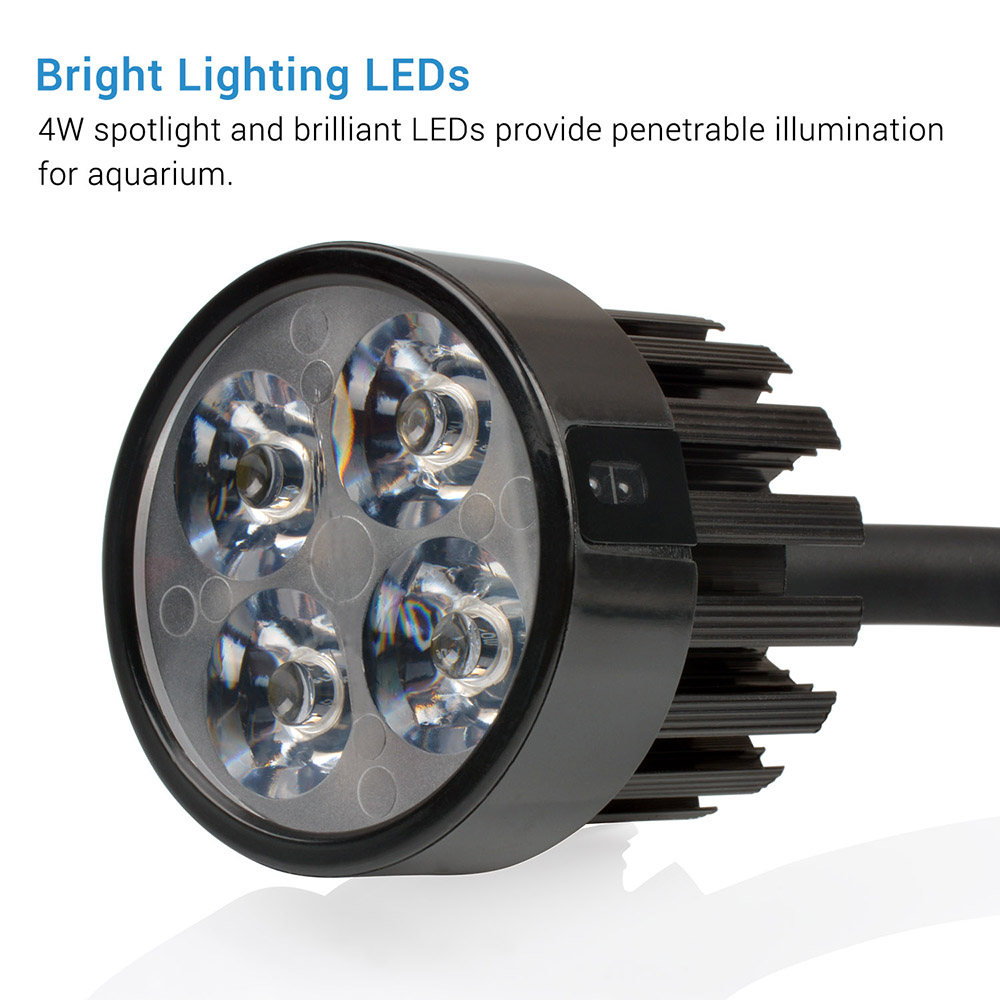 NICREW Aquarium LED Spotlight Clip-On LED Lighting Touch Sensor Switch White LED Clamp Lamp for Fish Tank 4000-12000K 4W 480LM