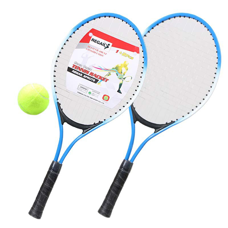 Set of 2 Teenager&#39;s Tennis Racket for Children Youth Beginners Training Nylon Network Cable Whth Free A Stretchless Tennis Ball