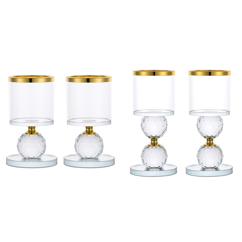 Crystal Pillar Candle Holder Glass Candle Holder Tealight Holder Candlesticks Holder For Pillar Candle For Table Decor