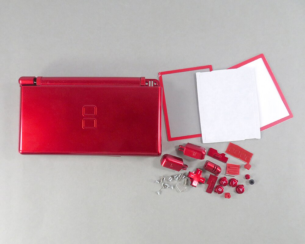 1set Full Housing Cover Case For NDSL Housing Case with Full Buttons for Nintendo DS Lite Transparent clear Shell Cover Case: Red