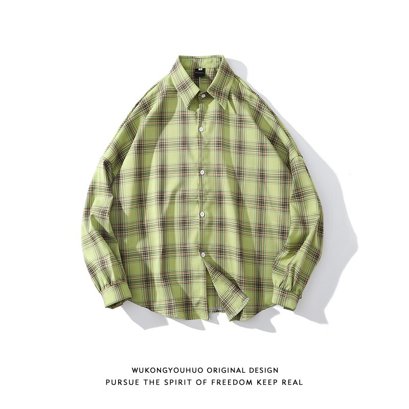 Koreaanse Plaid Shirt Mannen Lange Mouwen Vintage Kleding Heren Shirts Casual Slim Fit Chic Camisa Cuadros Mens Kleding EB50CS