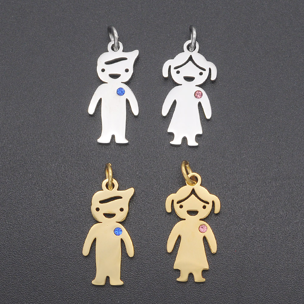 5 Stks/partij 316 Roestvrij Staal Jongen Meisje Familie Charm Hanger Dochter Bedels Voor Armband Maken Sieraden Hanger