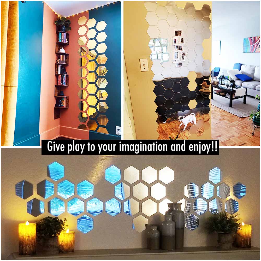 MCDFL-pegatinas de pared de espejo acrílico hexagonal, azulejos decorativos, autoadhesivos, estéticos, decoración coreana para el hogar, Panel de maquillaje de ducha