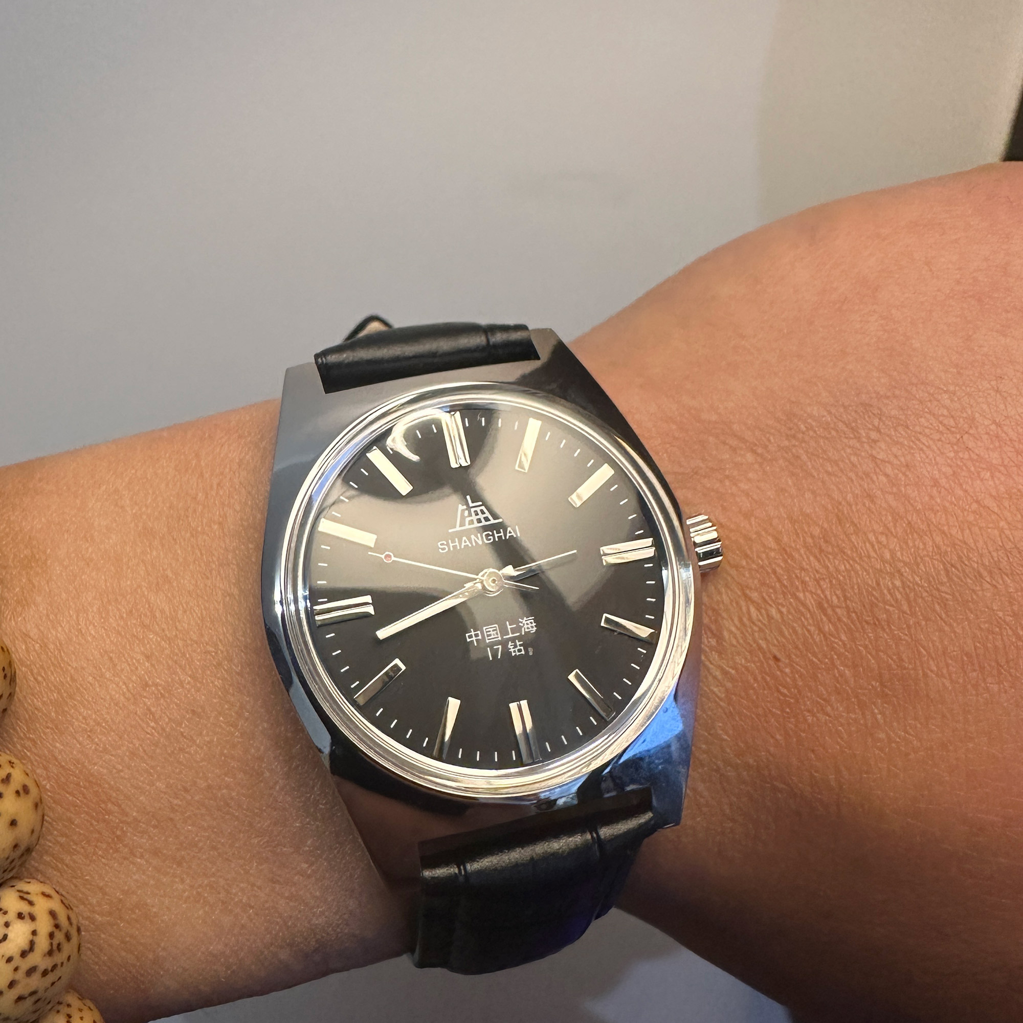 Shanghai 7120 mechanische Uhr mit Handaufzug für Herren, 36 mm, Retro-Business-Uhr, klassischer, schlichter Look: Elfenbein
