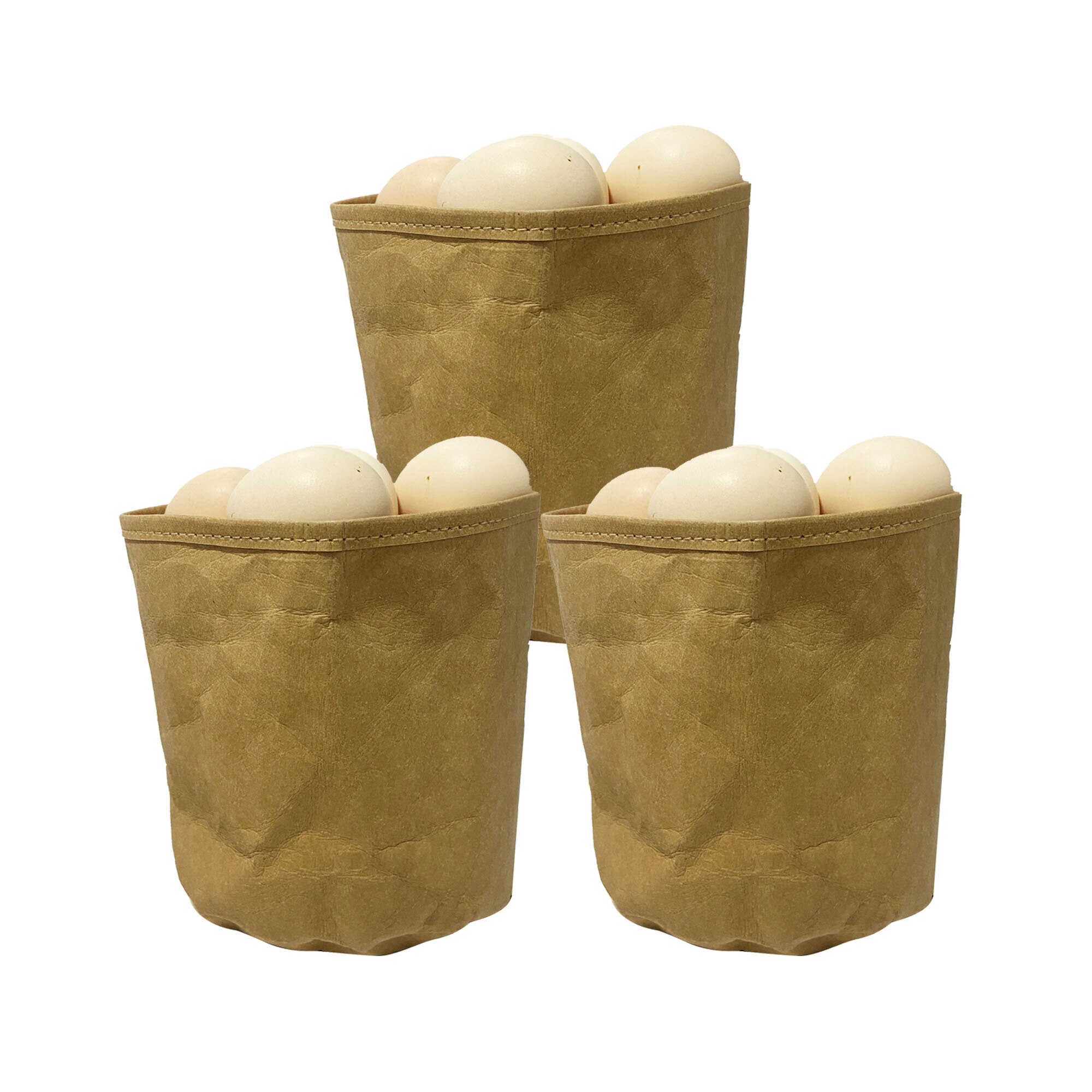 Reusable Produce Bags Kraft Paper, Washable Zero-waste fruit and vegetable organizer bags for refrigerator,Toy Grocery bag: SX3PCS