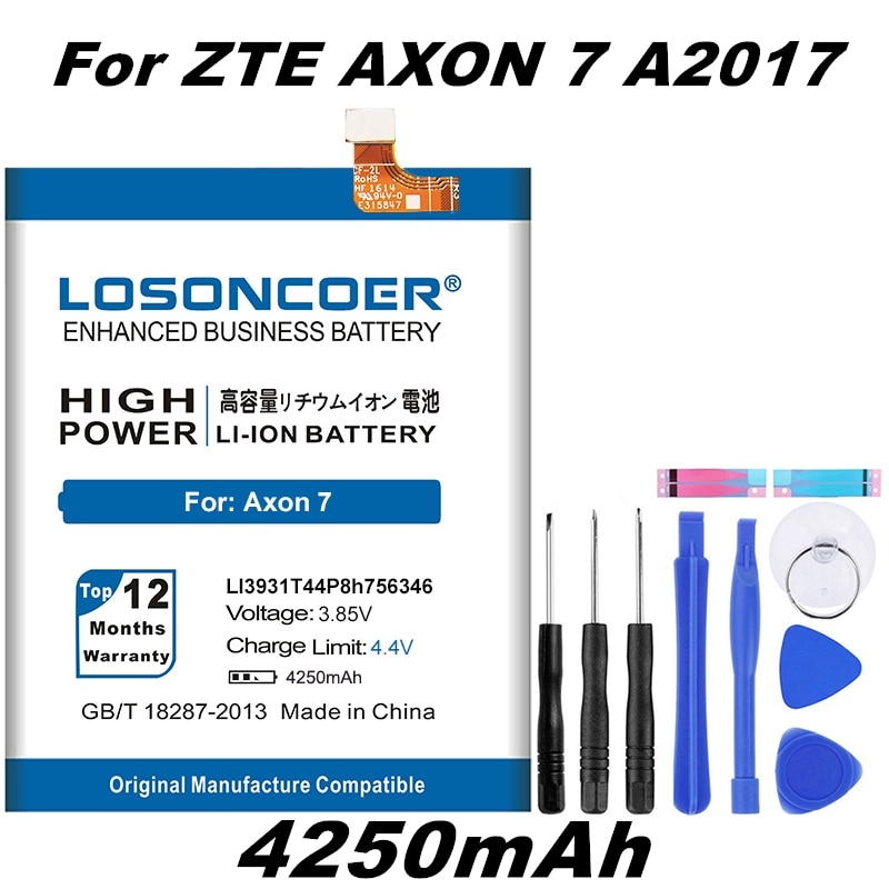 Losoncoer 4250 Mah Batterij Voor Zte Axon 7 5.5 Inch A2017 LI3931T44P8h756346 Batterij + Tools + Stickers