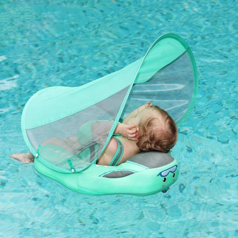 Niet-Opblaasbare Baby Bad Floater Draagbare Zwemmen Ring Upf 50 + Uv Zon Luifel Cirkel Zwembad Float Baby zwemmen Accessoires