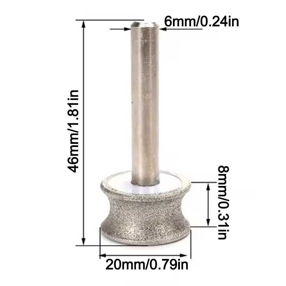 2–12 mm konkave Diamant-Schleifscheibe, Glas, runder Grat, Bohrer, Schaftdurchmesser 6 mm, Schärfen, rotierendes Schleifwerkzeug: Black