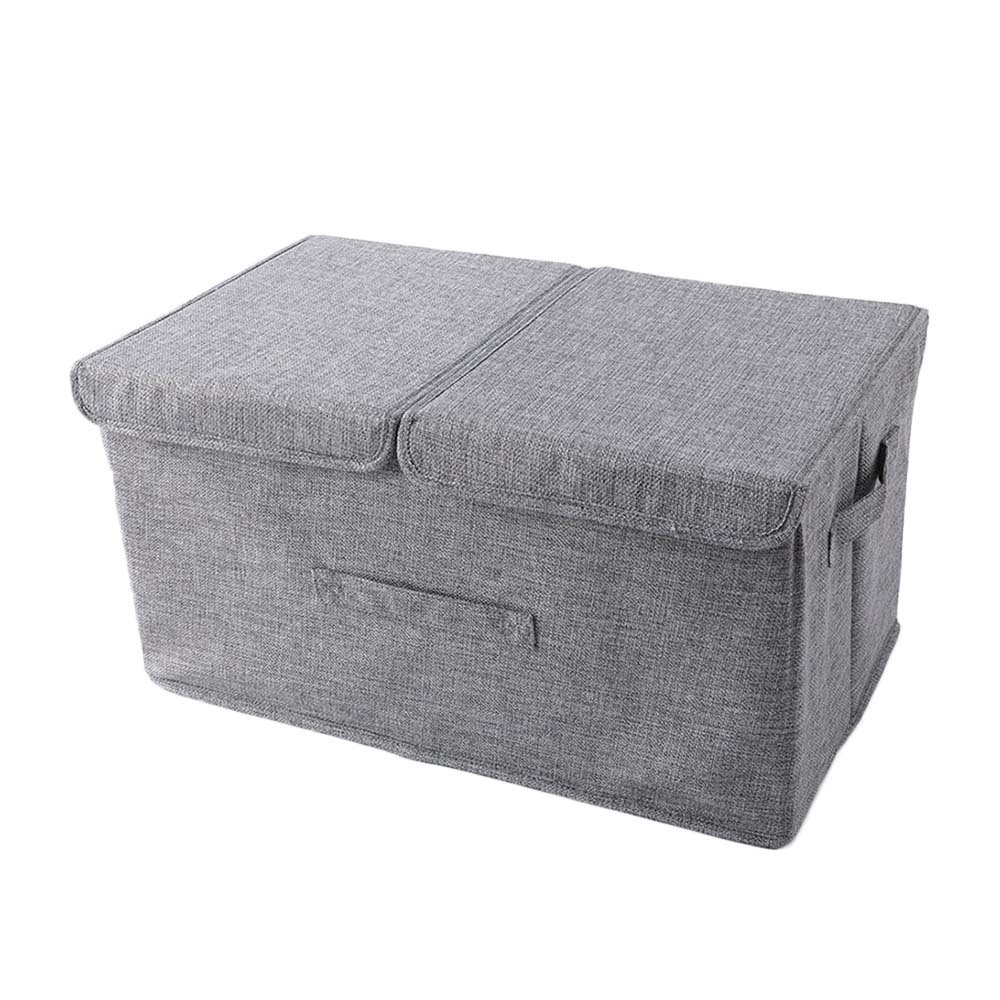 Opbergdozen met dubbele deksels, geurloos polyesterweefsel, doorzichtige opbergmanden, bakken met organizer voor kinderspeelgoed: 50 30 25cm / Grijs