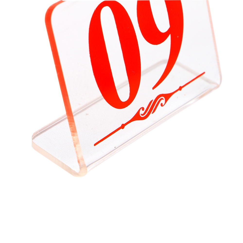 10pcs Restaurant Table Number Stand Acrylic Digital Seat Signage Rack Hotel Desk Sign Display Acrylic Sign Red Number l Stand
