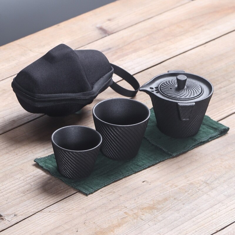 Japanese Style Tea Set Portable Office Outdoor Travel Teacup Set Pottery Gongfu Tea Cup