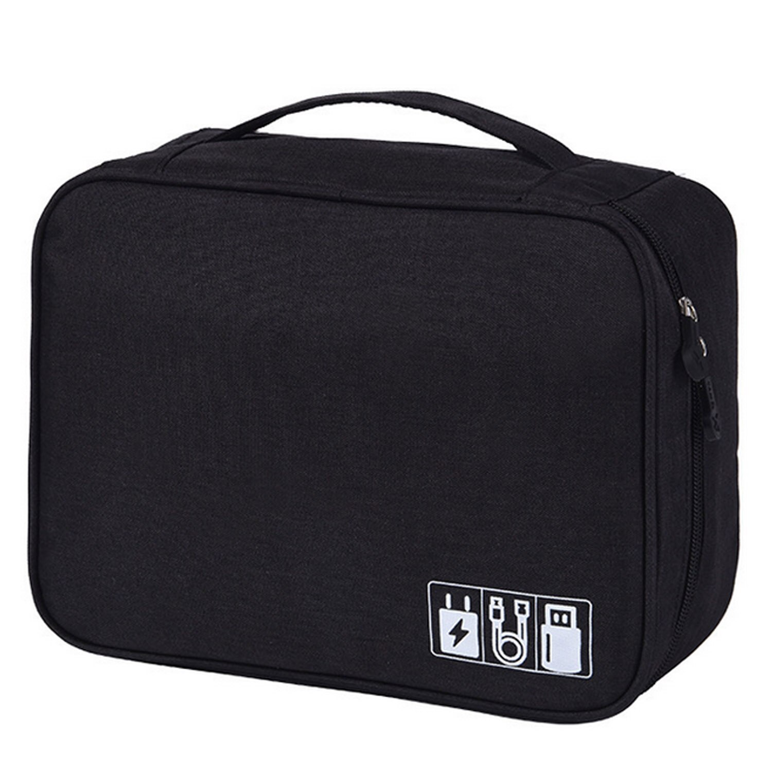 Besegad Waterproof Electronic Organizer Bag Travel Data Cable Storage Bag For Digital USB Gadget Hard Drive Case Cosmetic Makeup: Black
