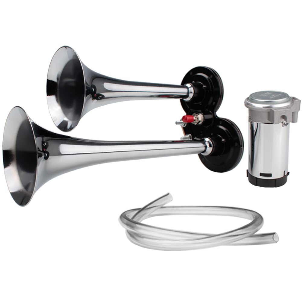 FARBIN 12V/24V 150db Super Loud Air Horn Chrome Zinc Dual Trumpet with Compressor: 24V / FB-J29-N