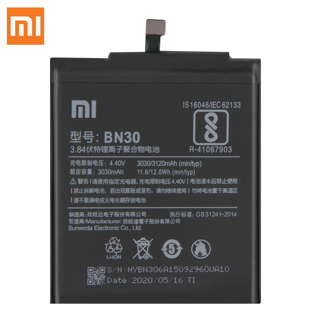 Originele Vervangende Batterij Voor Xiaomi Mi Redmi Hongmi 4A Redrice 4A BN30 Echt Telefoon Batterij 3120Mah