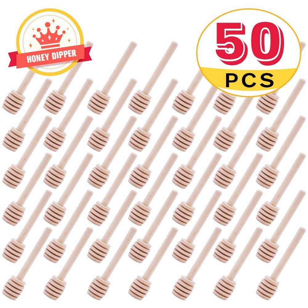 50 Stks/set Mini Honing Roer Bar Mengen Handvat Pot Lepel Honing Dipper Sticks Voor Honing Jar Koffie Melk Thee Benodigdheden keuken Gadgets