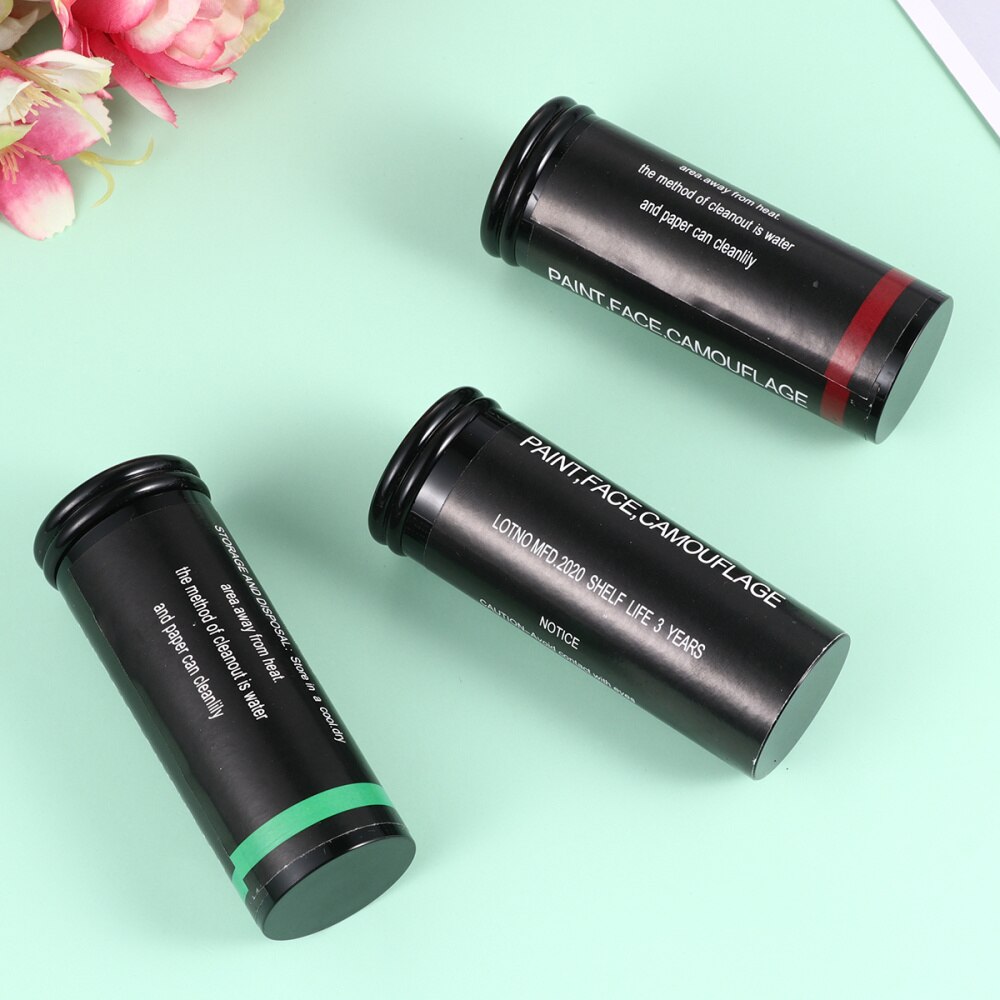 3Pcs Camouflage Gezicht Verf Sticks Gezicht Pretend Cs Gezicht Verf Voor Man Vrouw (Zwart Bruin Groen)