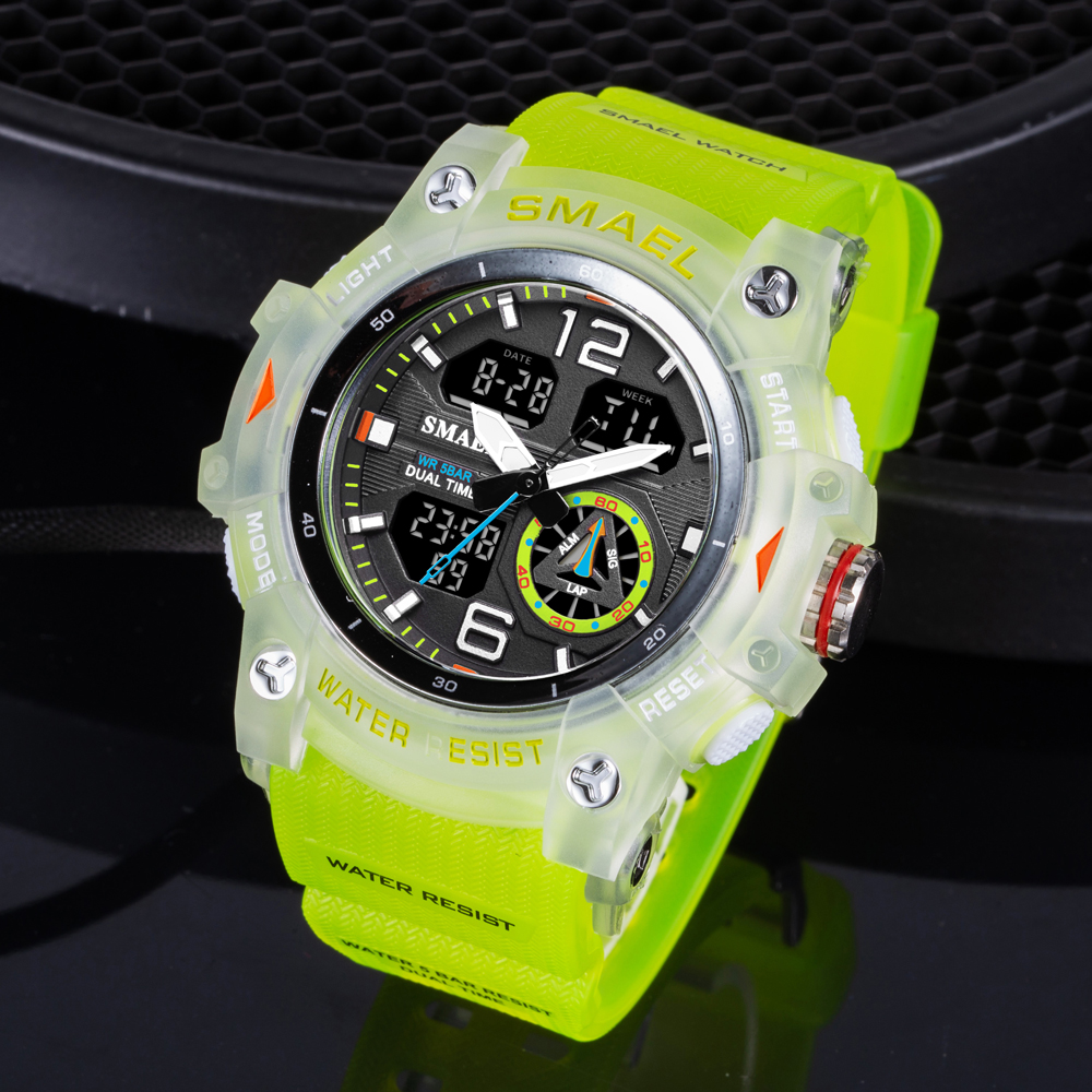 SMAEL – montre de sport pour hommes, double affichage LED, numérique, Quartz, étanche, chronomètre pour étudiants, horloge pour jeunes