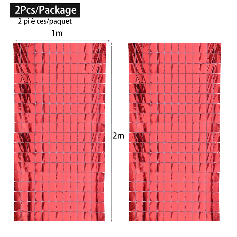 2 Stks/partij Bruiloft Decoratie Kleine Vierkante Bachelorette Party Achtergronden Verjaardagsfeestje Decoraties Muur Achtergrond Gordijn: Red