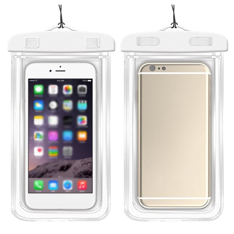 ¡Producto en oferta! Funda de teléfono móvil impermeable fluorescente de TPU de , bolsa transparente sellada de PVC, funda de teléfono SUMERGIBLE: Color blanco
