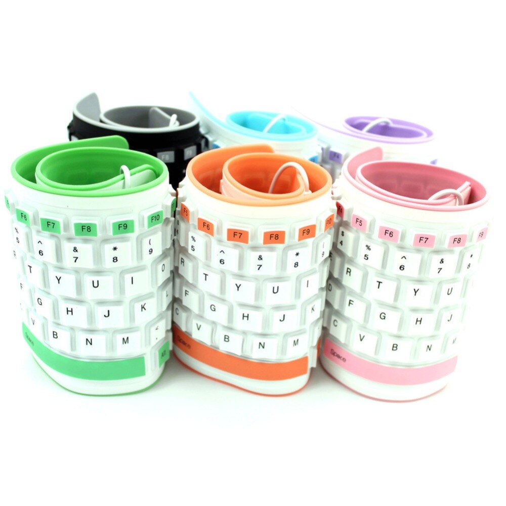 Portable Silent Foldable Silicone Keyboard USB Wired Flexible Soft Waterproof Roll Up Silica Gel Keyboard for PC Laptop