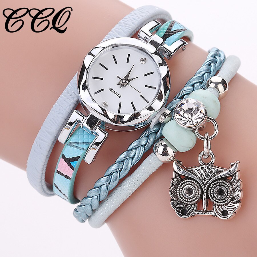 luxe femmes filles Bracelet analogique Quartz montre hibou pendentif dames Bracelet montre strass montre-Bracelet Relogio Feminino